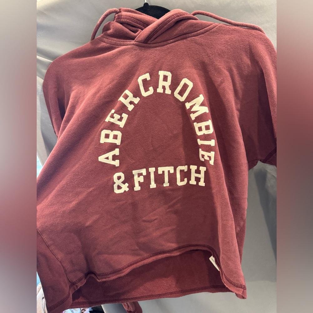 Abercrombie & Fitch Cropped Burgundy Hoodie